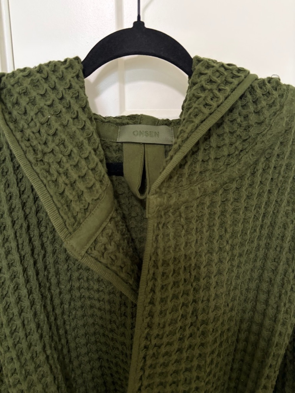 Onsen Supima Waffle Bath Robe, Forest Green, Size S, Unisex - Picture 3 of 9